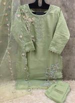 Organza Green Traditional Wear Embroidery Work Readymade Pakistani Suit